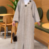 Long Knit Cardigan with Brooch Mink