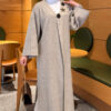 ⁦Long Knit Cardigan with Brooch Mink⁩ - الصورة ⁦3⁩