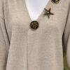 ⁦Long Knit Cardigan with Brooch Mink⁩ - الصورة ⁦5⁩