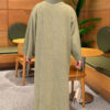 Long Knit Cardigan with Brooch Oil Green - الصورة 4