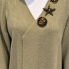 Long Knit Cardigan with Brooch Oil Green - الصورة 5
