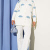 Cloud Pattern Button-Up Knit Cardigan Ecru - immagine 2