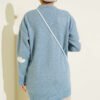 Cloud Pattern Button-Up Knit Cardigan Blue - الصورة 3