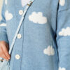 Cloud Pattern Button-Up Knit Cardigan Blue - الصورة 4