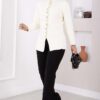 Gathered Detail Buttoned Angora Cardigan Ecru