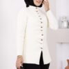 ⁦Gathered Detail Buttoned Angora Cardigan Ecru⁩ - الصورة ⁦2⁩