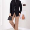 Gathered Detail Buttoned Angora Cardigan Black