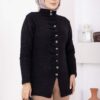 Gathered Detail Buttoned Angora Cardigan Black - immagine 2