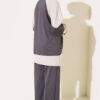 Gathered Detail-Accent Ribbed Two-Piece Set Smoke - immagine 3