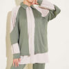 Gathered Detail-Accent Ribbed Two-Piece Set Khaki - immagine 2