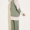 Gathered Detail-Accent Ribbed Two-Piece Set Khaki - immagine 3