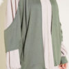 Gathered Detail-Accent Ribbed Two-Piece Set Khaki - immagine 4