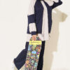 Gathered Detail-Accent Ribbed Two-Piece Set Navy Blue