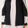 Gathered Detail-Accent Ribbed Two-Piece Set Black – Image 4