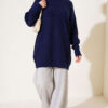 Cross-Fit Patterned Long Knit Tunic Navy Blue - Imagen 2