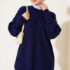 Cross-Fit Patterned Long Knit Tunic Navy Blue - Imagen 3