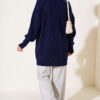 Cross-Fit Patterned Long Knit Tunic Navy Blue - Imagen 4