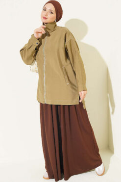 Alternative view of Zip-up jacket with pocket details Khaki