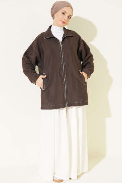 Alternative view of Zip-up jacket with pocket details Brown