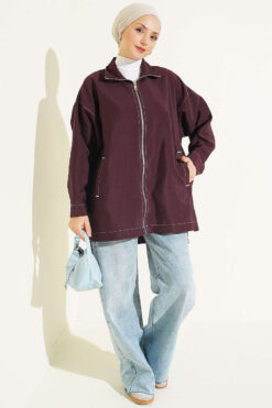 Alternative view of Zip-up jacket with pocket details Plum