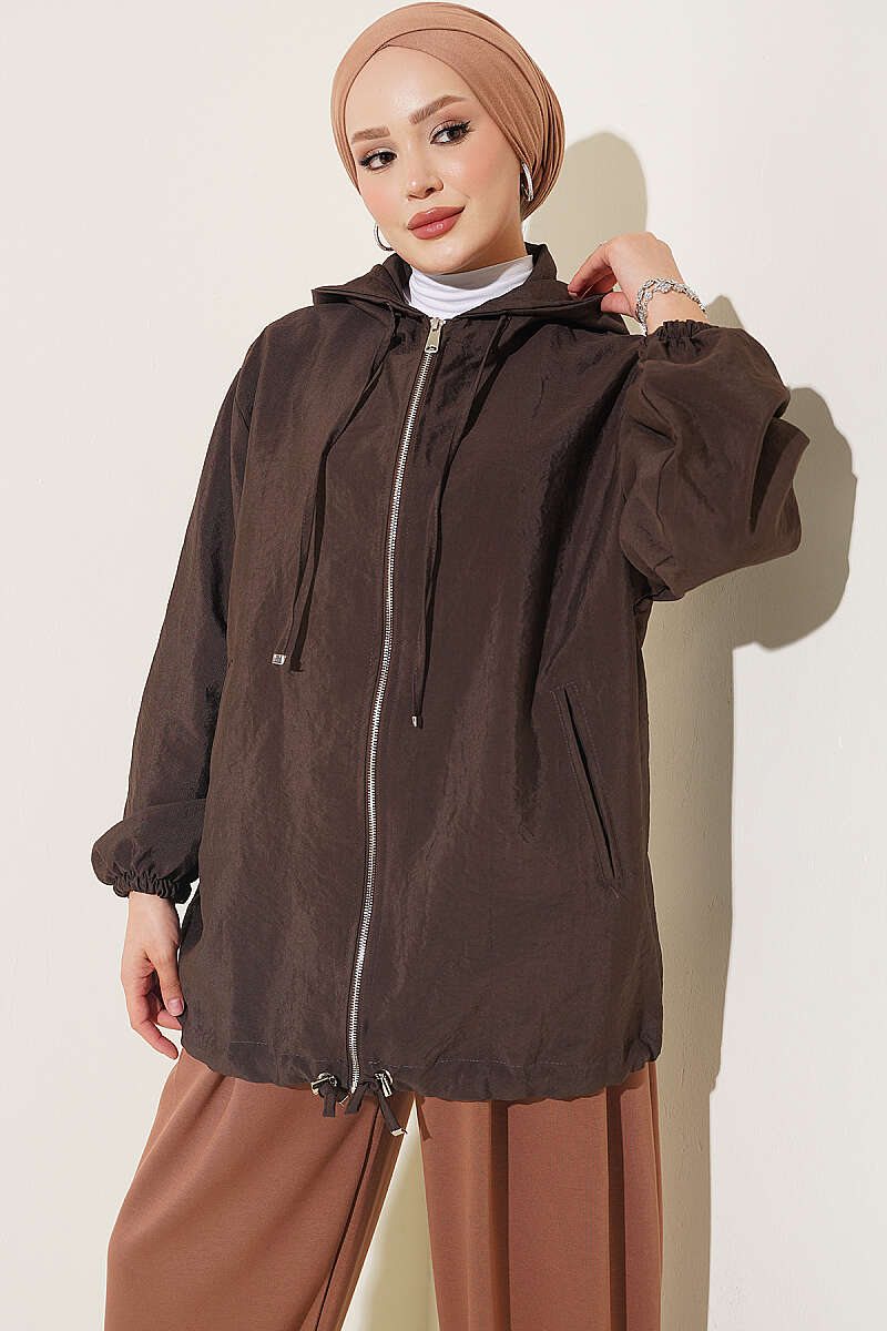 Hooded sweatshirt with pocket detail Brown
