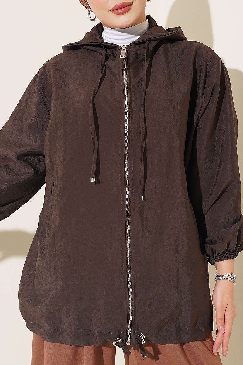 Hooded sweatshirt with pocket detail Brown - الصورة 4