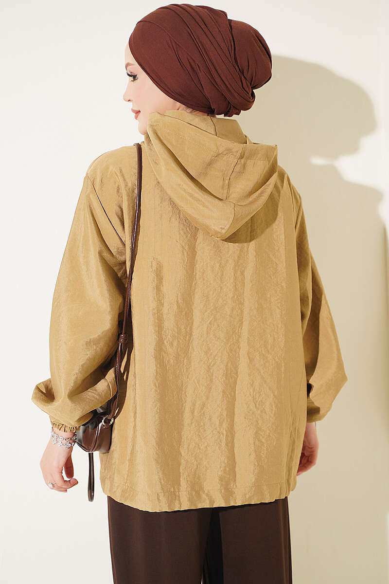 Hooded sweatshirt with pocket detail Oil Green - الصورة 3