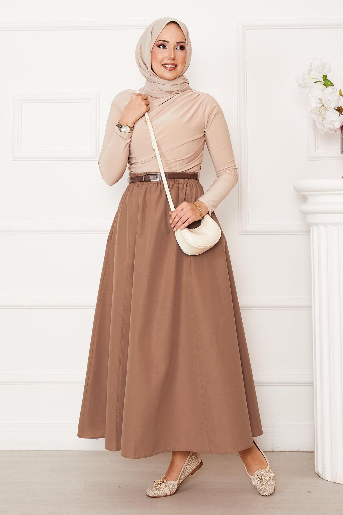 Sporty French Terry Two-Piece Set with Pocket Detail and Hem Edge Camel - immagine 3