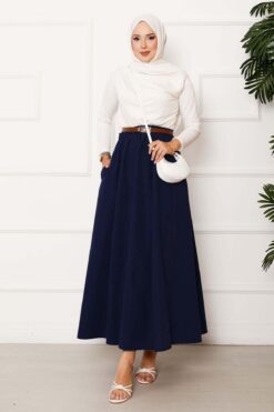 Sporty French Terry Two-Piece Set with Pocket Detail and Hem Edge Azure