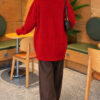 Buttoned French terry cardigan with pocket details Red - Image 4