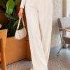 Pocketed Drawstring Elastic Waist Pants Beige