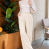 Pocketed Drawstring Elastic Waist Pants Beige - Afbeelding 2