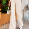 Pocketed Drawstring Elastic Waist Pants Beige - Afbeelding 3