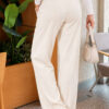 Pocketed Drawstring Elastic Waist Pants Beige - Afbeelding 4