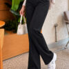 Pocketed Drawstring Elastic Waist Pants Black - Afbeelding 3