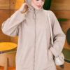 Pocketed French terry with zipper detail two-piece set Beige - Afbeelding 2
