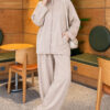 Pocketed French terry with zipper detail two-piece set Beige - Afbeelding 3