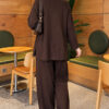 Pocketed French terry with zipper detail two-piece set Brown - Afbeelding 4