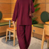 Pocketed French terry with zipper detail two-piece set Plum - الصورة 4