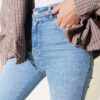 Pocketed Spanish-style Wide-Leg Denim Trousers Light Blue - Imagen 4