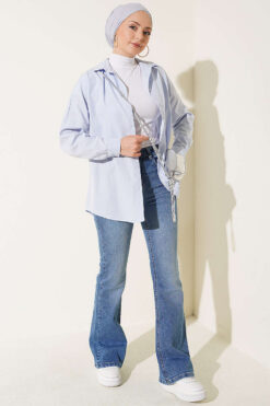 Alternative view of Pocketed Spanish-style Wide-Leg Denim Trousers Blue