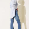 Pocketed Spanish-style Wide-Leg Denim Trousers Blue - Imagen 3