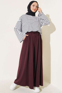 Alternative view of Relaxed Fit Pants with Pockets Burgundy