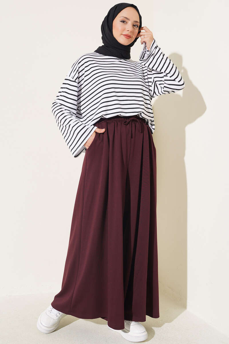 Relaxed Fit Pants with Pockets Burgundy – Bild 2