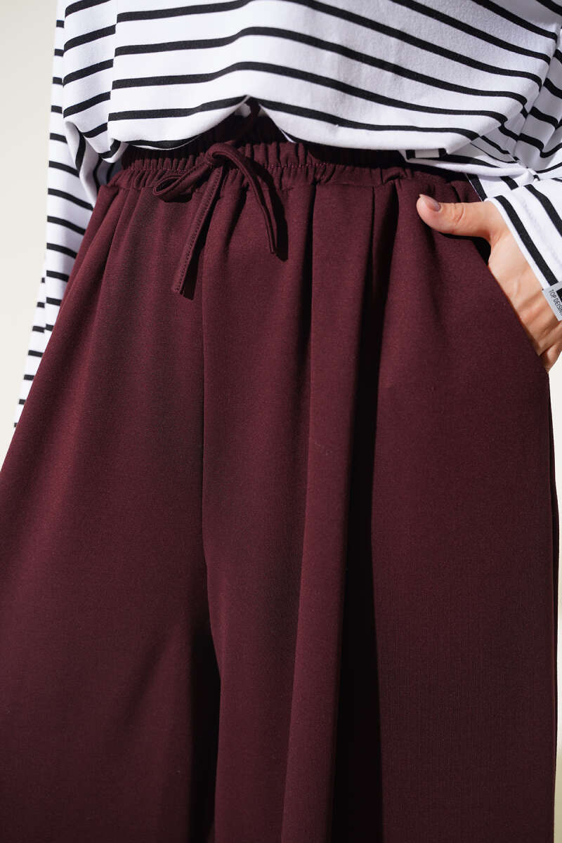 Relaxed Fit Pants with Pockets Burgundy – Bild 4