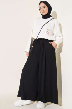Alternative view of Relaxed Fit Pants with Pockets Black