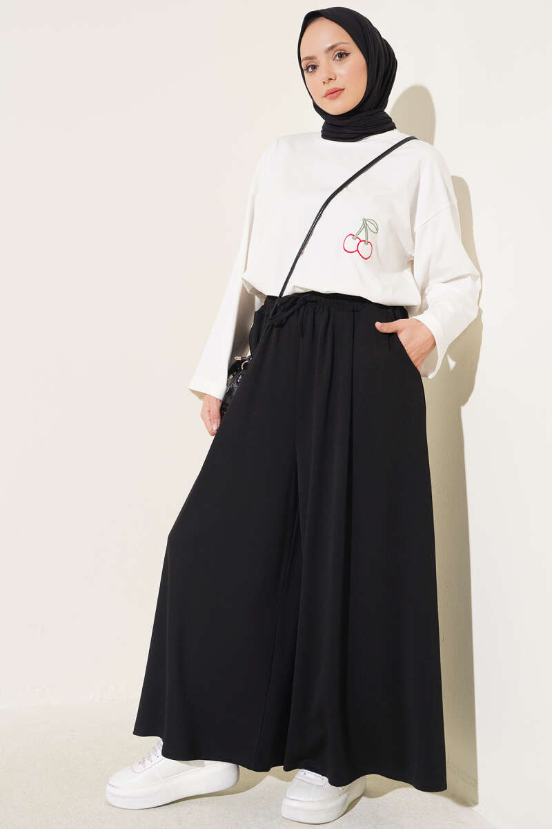 Relaxed Fit Pants with Pockets Black - الصورة 2