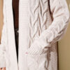 ⁦Pocketed Knitted Patterned Long Cardigan Stone⁩ - الصورة ⁦4⁩