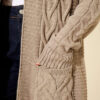 ⁦Pocketed Knitted Patterned Long Cardigan Mink⁩ - الصورة ⁦4⁩