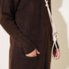 Pocketed Long Knit Cardigan Dark Brown - immagine 4
